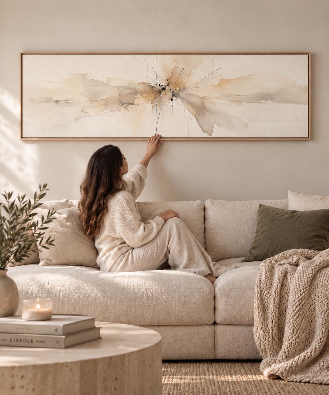 Neutral Abstract Painting: Cream and Beige Canvas Print