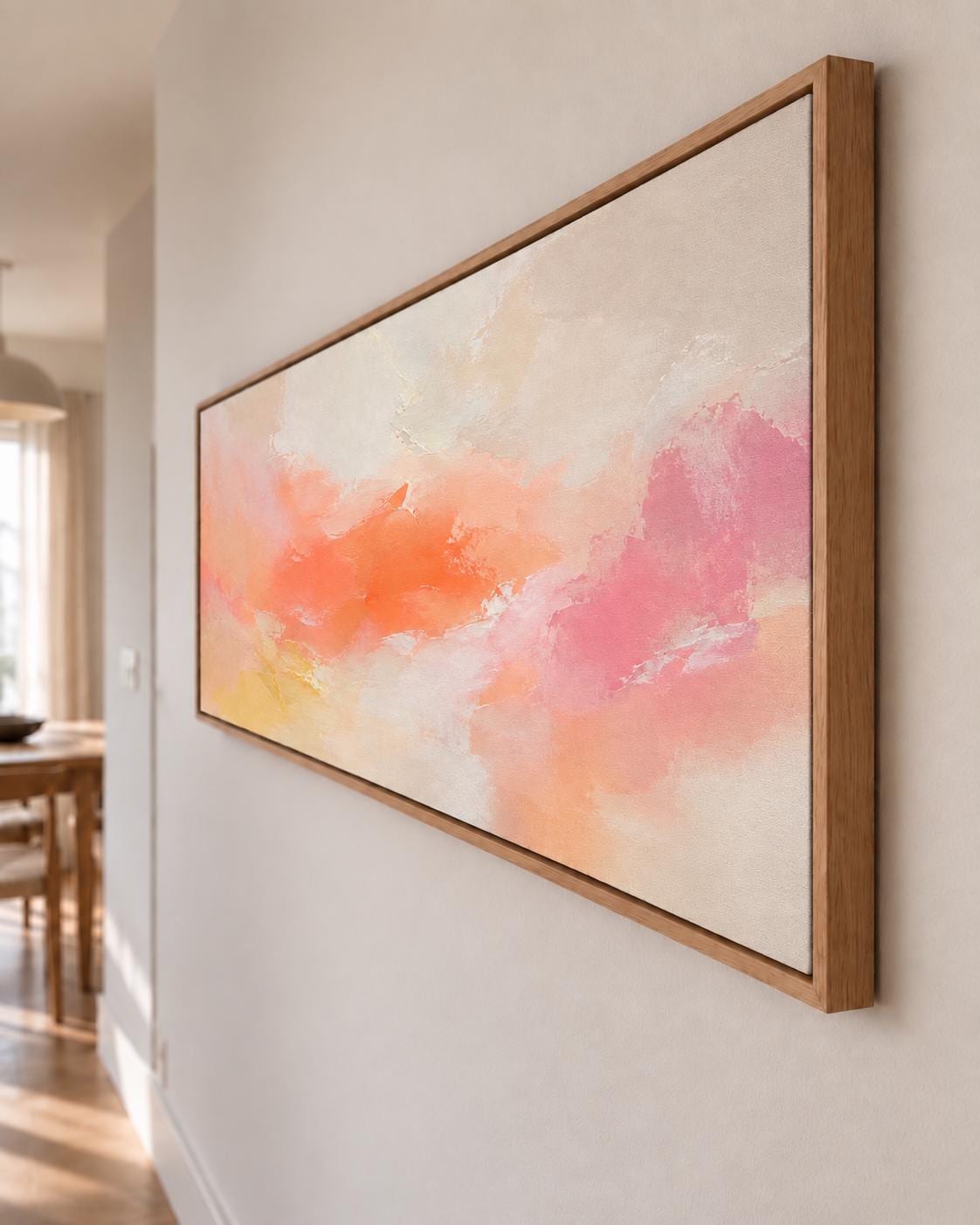 Bright Pink, Coral and Peach Abstract Art Print, Modern Wall Decor