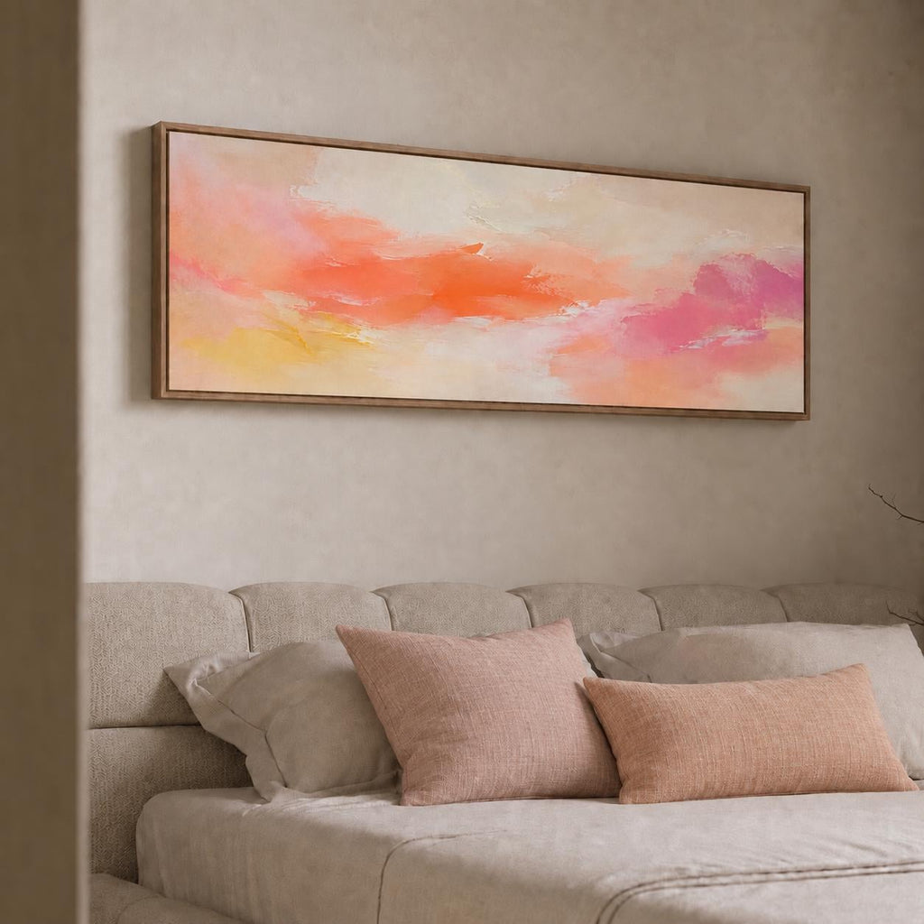 Bright Pink, Coral and Peach Abstract Art Print, Modern Wall Decor