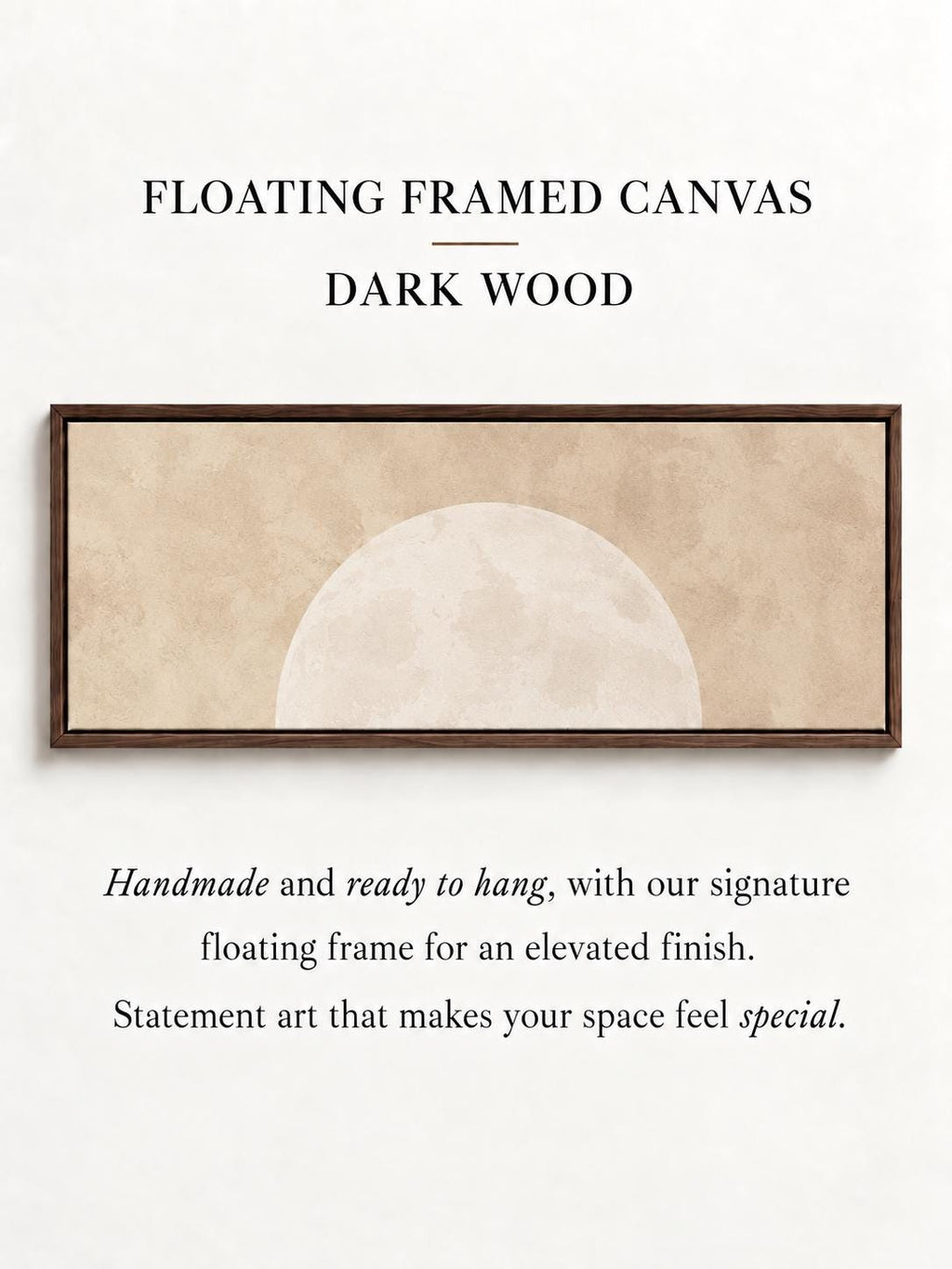 Minimalist Beige Moon Panoramic Canvas Print, Neutral Japandi Wall Decor