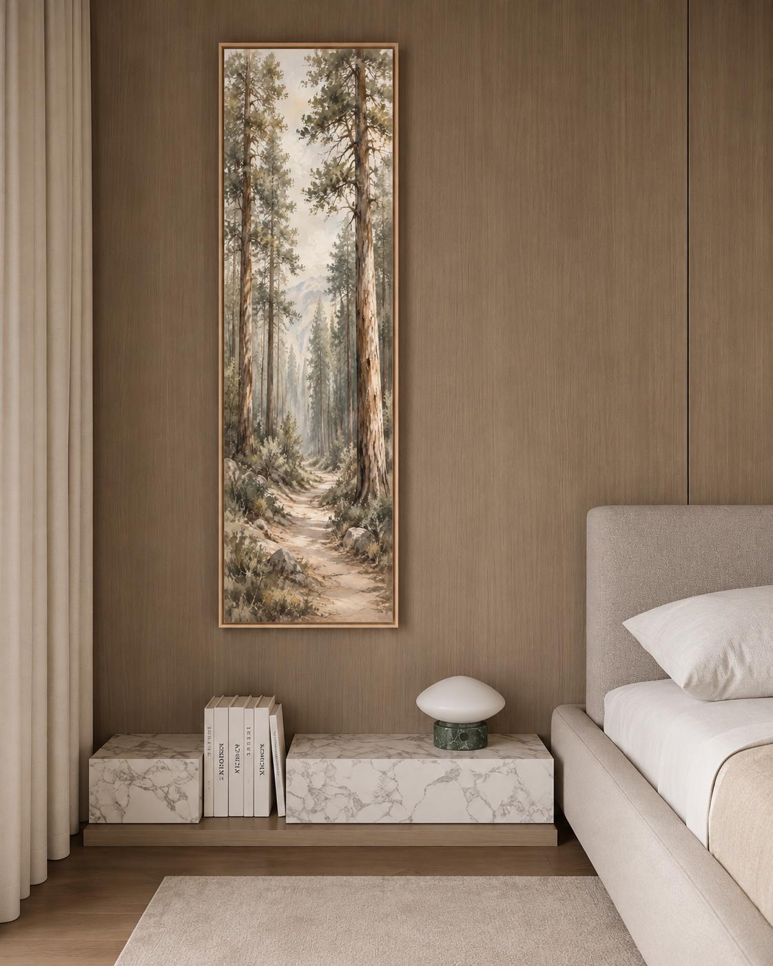 Extra Tall Forest Canvas Print, Neutral Tones Wall Art, Pine Trees Painting