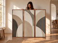 Beige and Grey Nutral Bauhaus Triptych: Large Canvas Print (Set of 3)