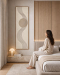 Modern Abstract Canvas Print: Tall Skinny Wall Art With Beige Lines