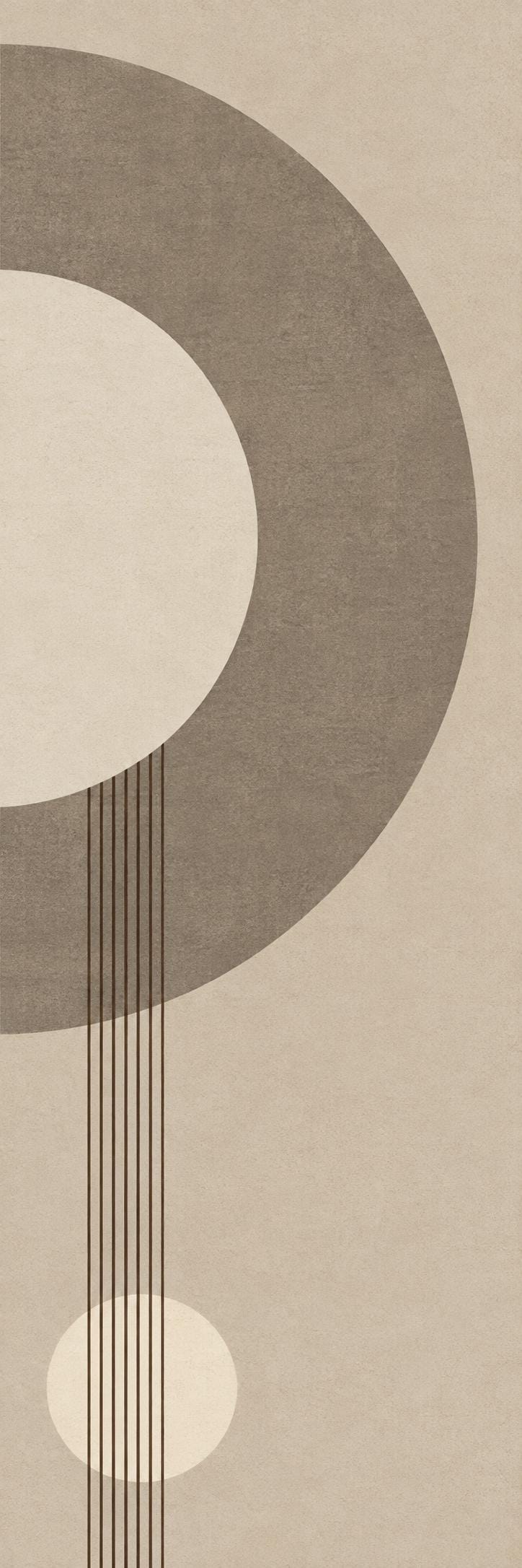 Beige Abstract Boho Painting: Vertical Narrow Canvas Art, Modern Minimalist Earth Tones