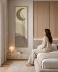 Mid Century Modern Neutral Canvas Print, Tall Vertical Japandi Wall Art