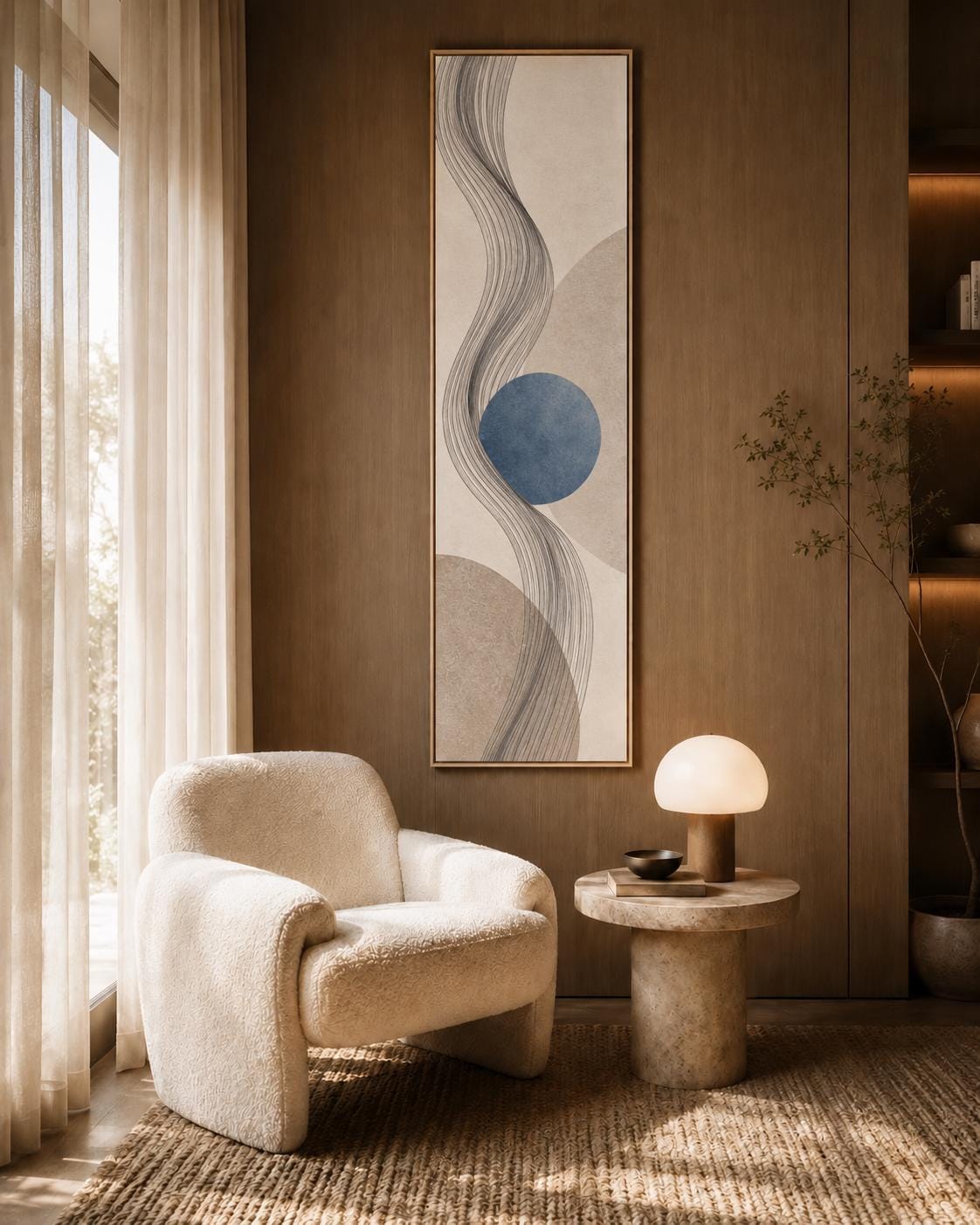 Bauhaus Geometric Wall Art: Mid Century Modern Framed Canvas