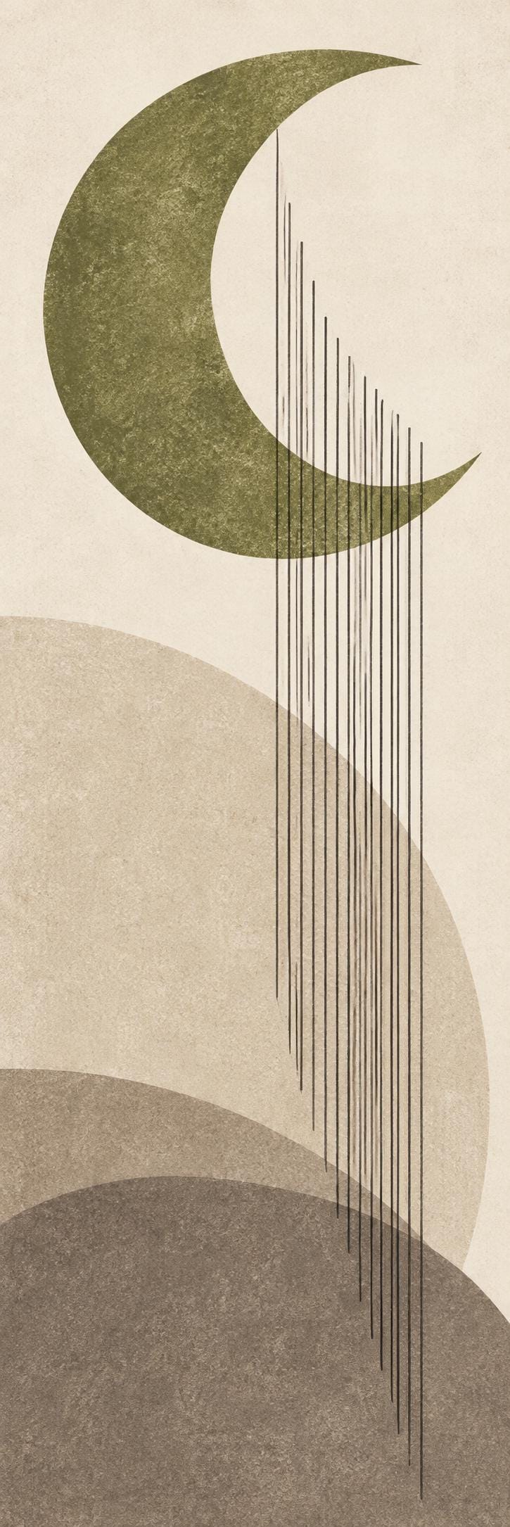 Mid Century Modern Neutral Canvas Print, Tall Vertical Japandi Wall Art